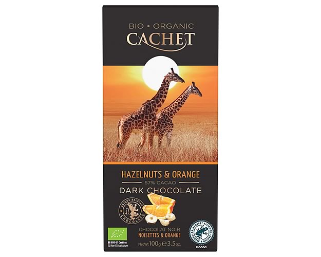Cachet Organic Dark Chocolate with Hazelnuts and Orange