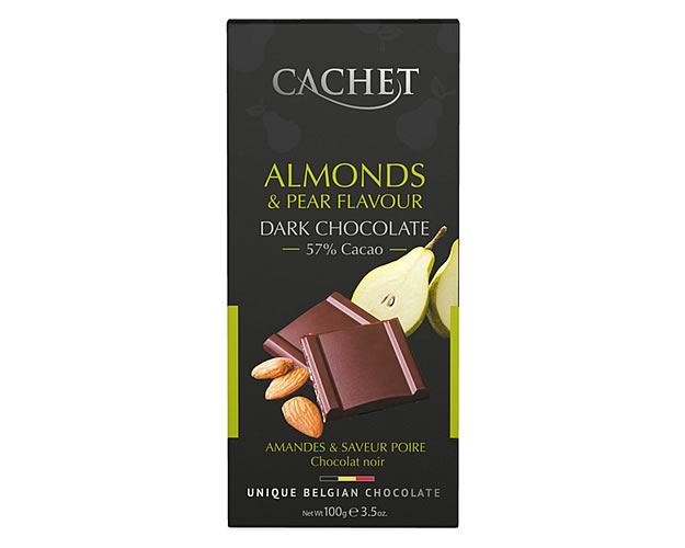 Cachet Almonds & Pear 57% Dark Chocolate 100g