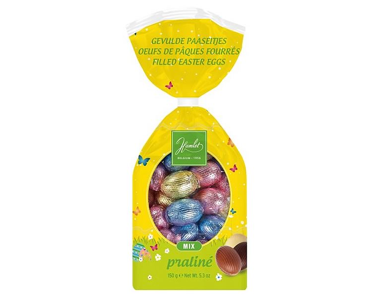 (image for) Easter bag of assorted foiled chocolate praline eggs 125g