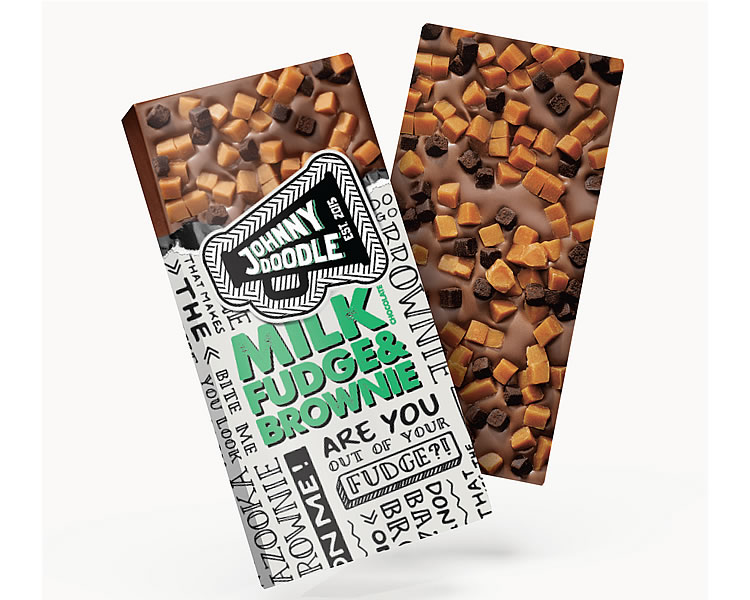 Johnny Doodle Milk Chocolate Fudge and Brownie Bar 150g