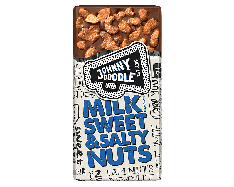 (image for) Johnny Doodle Milk Chocolate Sweet and Salty Nuts Bar 150g